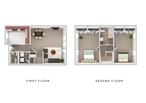 Floor plan for 2 beds, 1.5 baths, 850 sqft